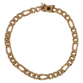 14k Yellow Gold 8" Figaro Link Men's Bracelet 16gr