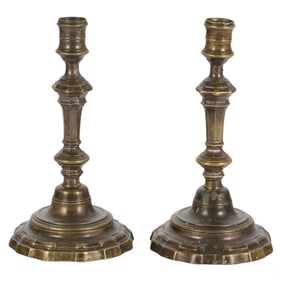 French Pair of Bronze Louis XV Style Candlesticks