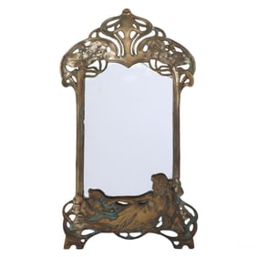 WMF Art Nouveau Female Figure Bronze Vanity Mirror