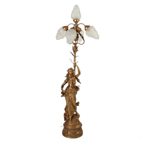 Art Nouveau Figural Floor Lamp After A. Moreau