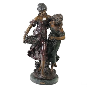 French Bronze Sculpture of Two Woman after Moreau