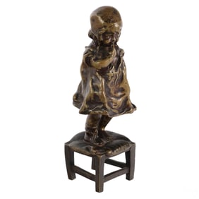 Juan Clara 1875-1958 Bronze Girl on Chair SIGNED