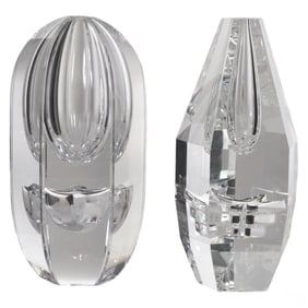 Hoya Modern Crystal Vases by Fumio Sasa 2pc LOT