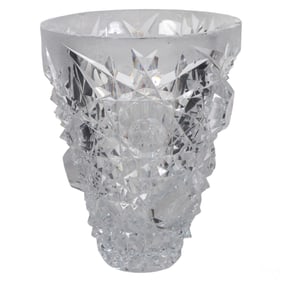 Hoya Modern Deep Brilliant Cut Crystal Vase SIGNED