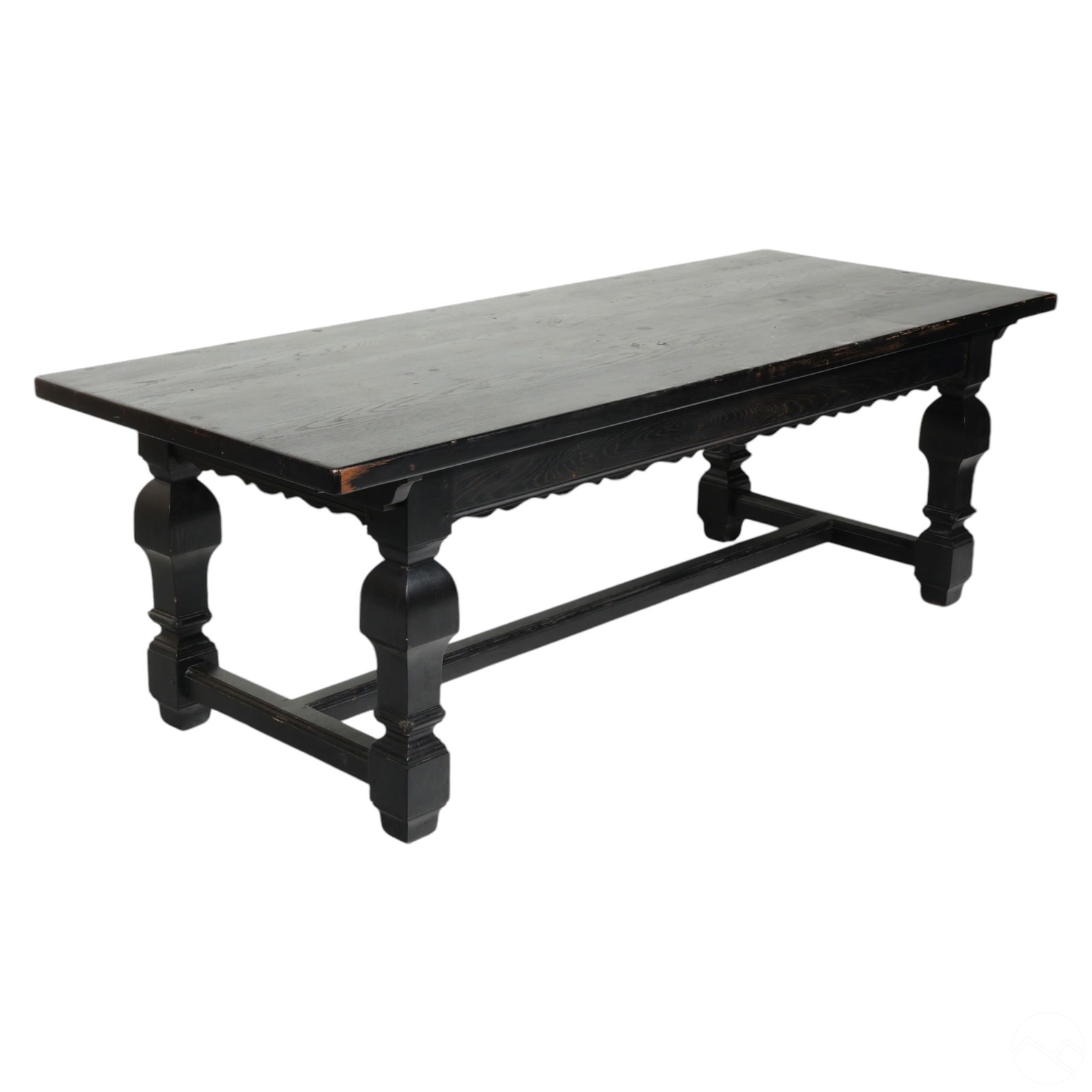 Antique Dining Trestle Table Deep Scalloped Apron (1 of 4)