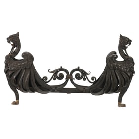 Gothic Style Iron Dragon Fireplace Andiron Gate