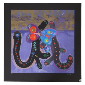 Lu Hong b.1952 Kitty Camp Romance Serigraph SIGNED