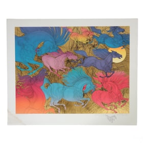 Guillaume Azoulay b.1949 Chevaux Horse Serigraph