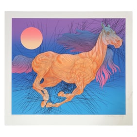 Guillaume Azoulay b.1949 Horses Serigraph SIGNED