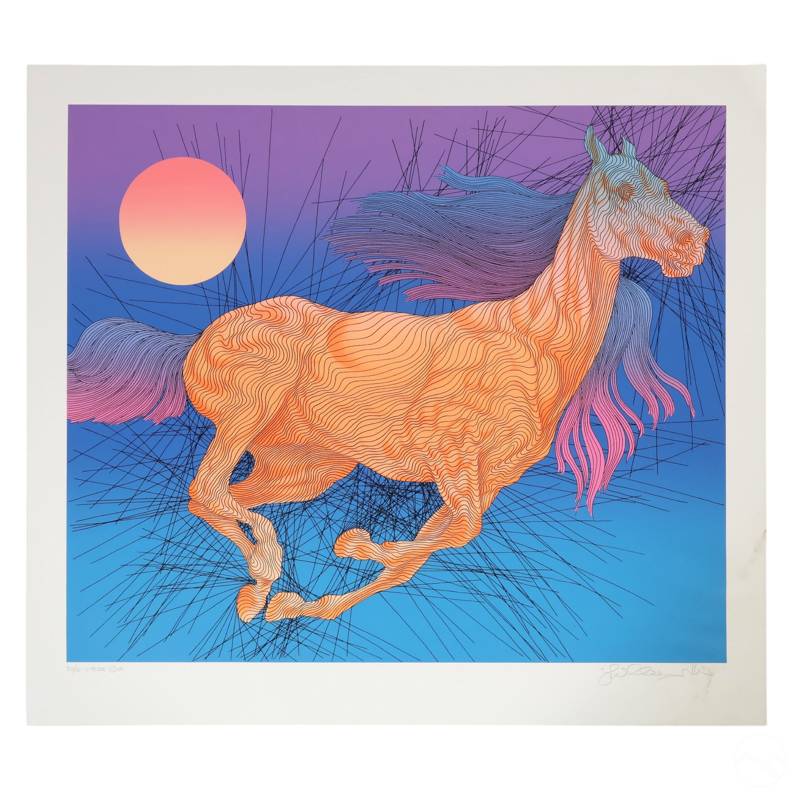 Guillaume Azoulay b.1949 Horses Serigraph SIGNED (1 of 4)