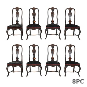Chinoiserie Set 8 Dining Room Cowhide Seats Chairs