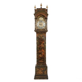 English Chinoiserie Grandfather Tall Case Clock