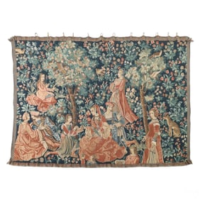 French Medieval Court Life Landscape Wall Tapestry