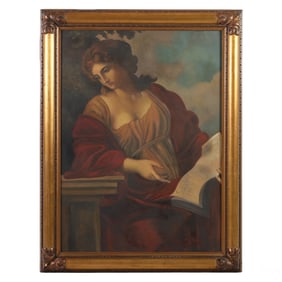 Antique Renaissance Style Woman in Robe Painting