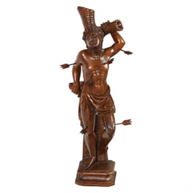 Antique St. Sebastian Spanish Wooden Santos Statue