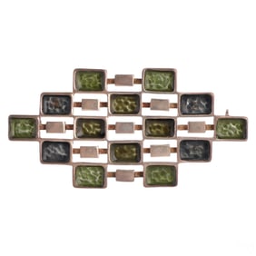 David Andersen Modern Enamel Silver Pin with BOX