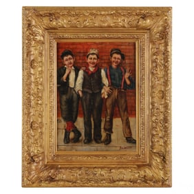 Shoe Shiner Boys Oil Painting after J.G. Brown