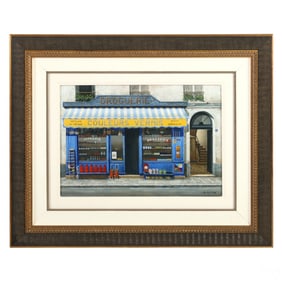 Andre Renoux 1939-2002 Paris Storefront Painting
