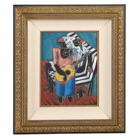 Yuri Yuroz b1956 Abstract Duo with Guitar Painting