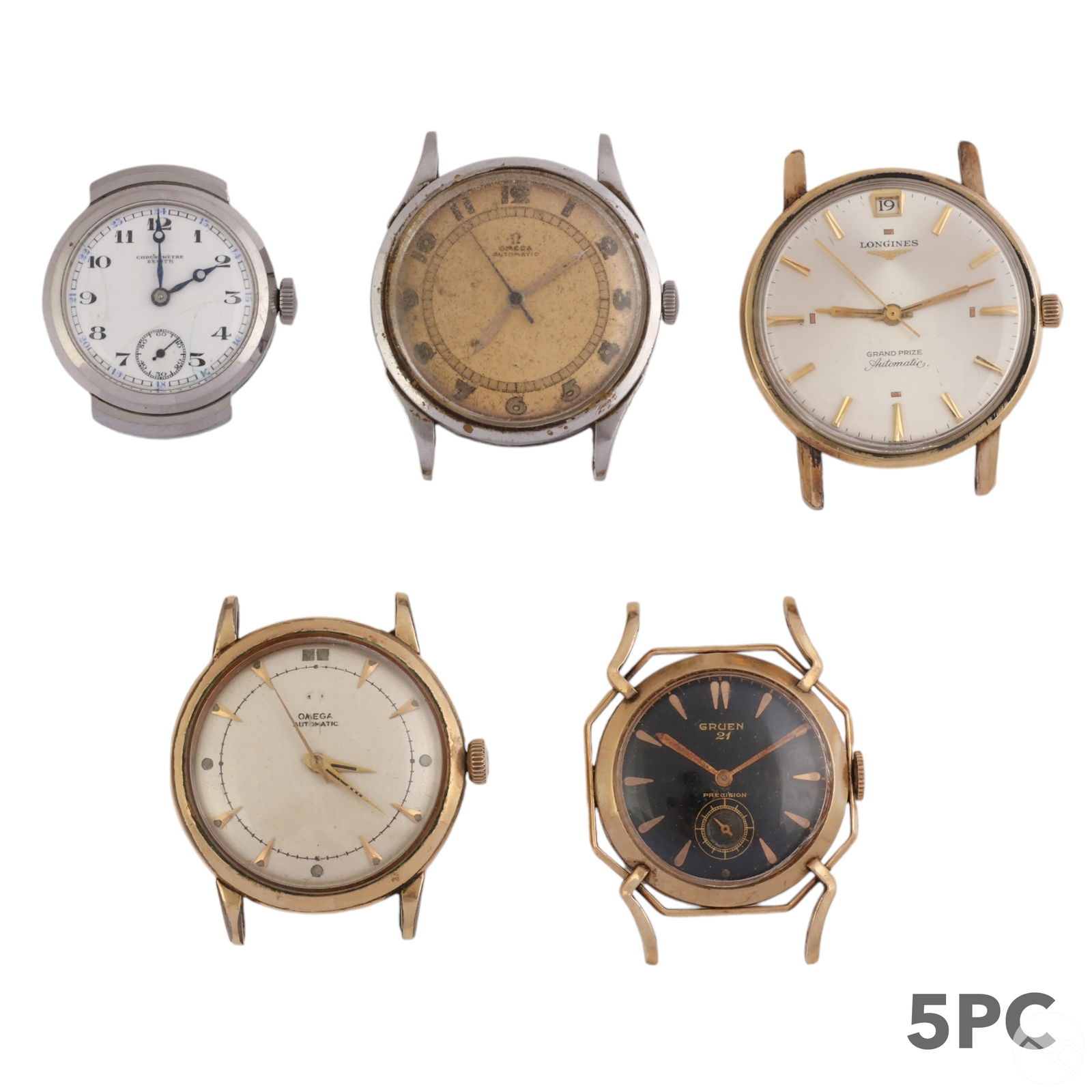 14K Omega and Longines Gruen Zenith Watch 5pc LOT (1 of 5)