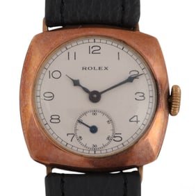 Rolex 9K Gold Square Face Art Deco Wristwatch