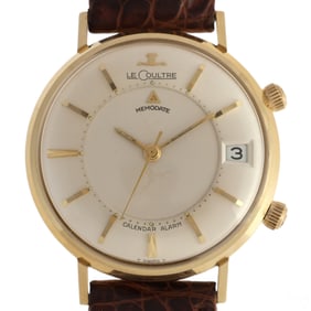 LeCoultre 14k Solid Gold Memodate Alarm Wristwatch