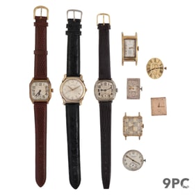 14K Gold & Stainless Watch LOT 9p Longines Waltham