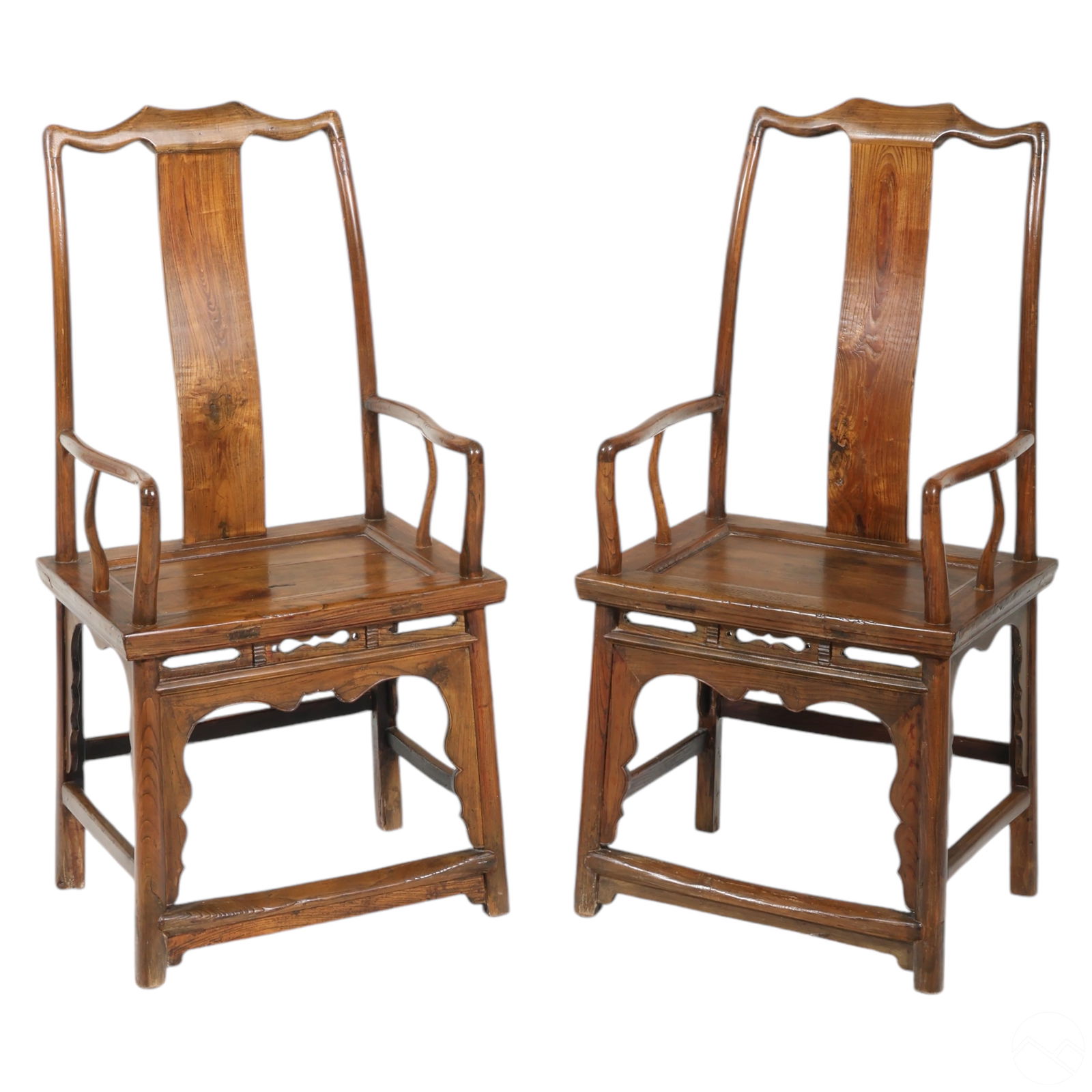 Chinese Pair of Handmade Classic Wood Yoke Chairs (1 of 6)