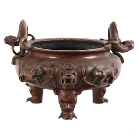 Chinese Five Toe Dragon Footed Bronze 11" Censer