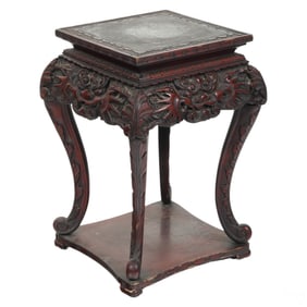 Chinese Antique Carved Lacquered Wood Table Stand