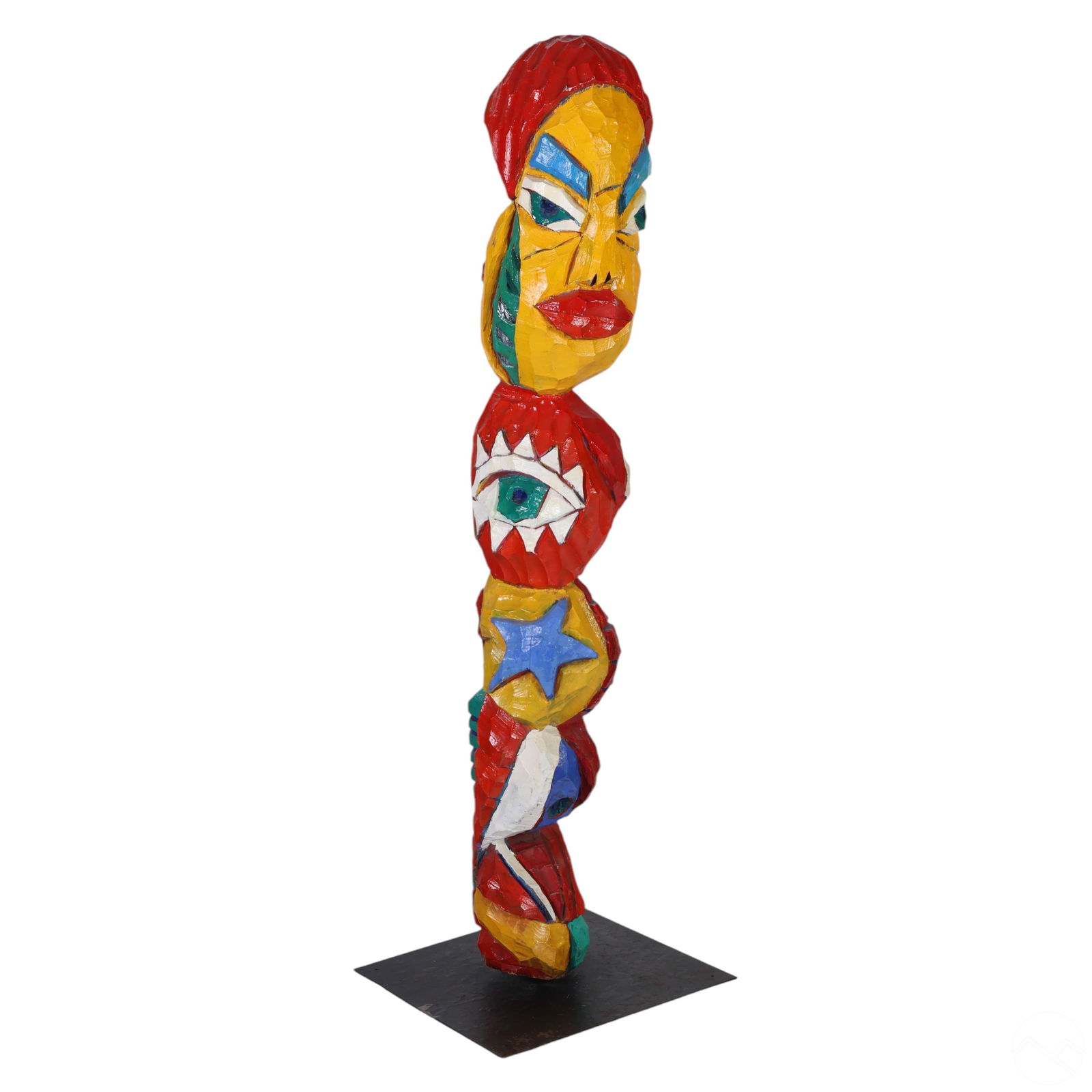 Tom Cramer b. Carved Painted Wood Totem Sculpture (1 of 8)