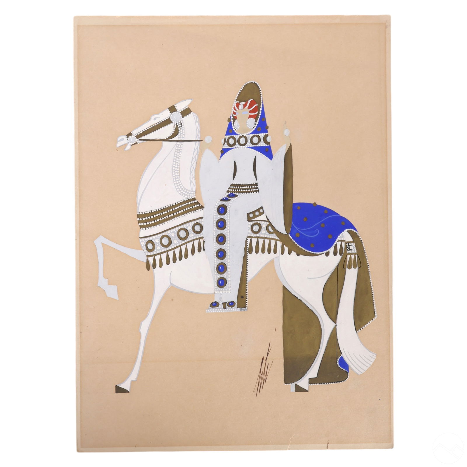 Erte 1892-1990 Gouache Costume Design Painting (1 of 5)