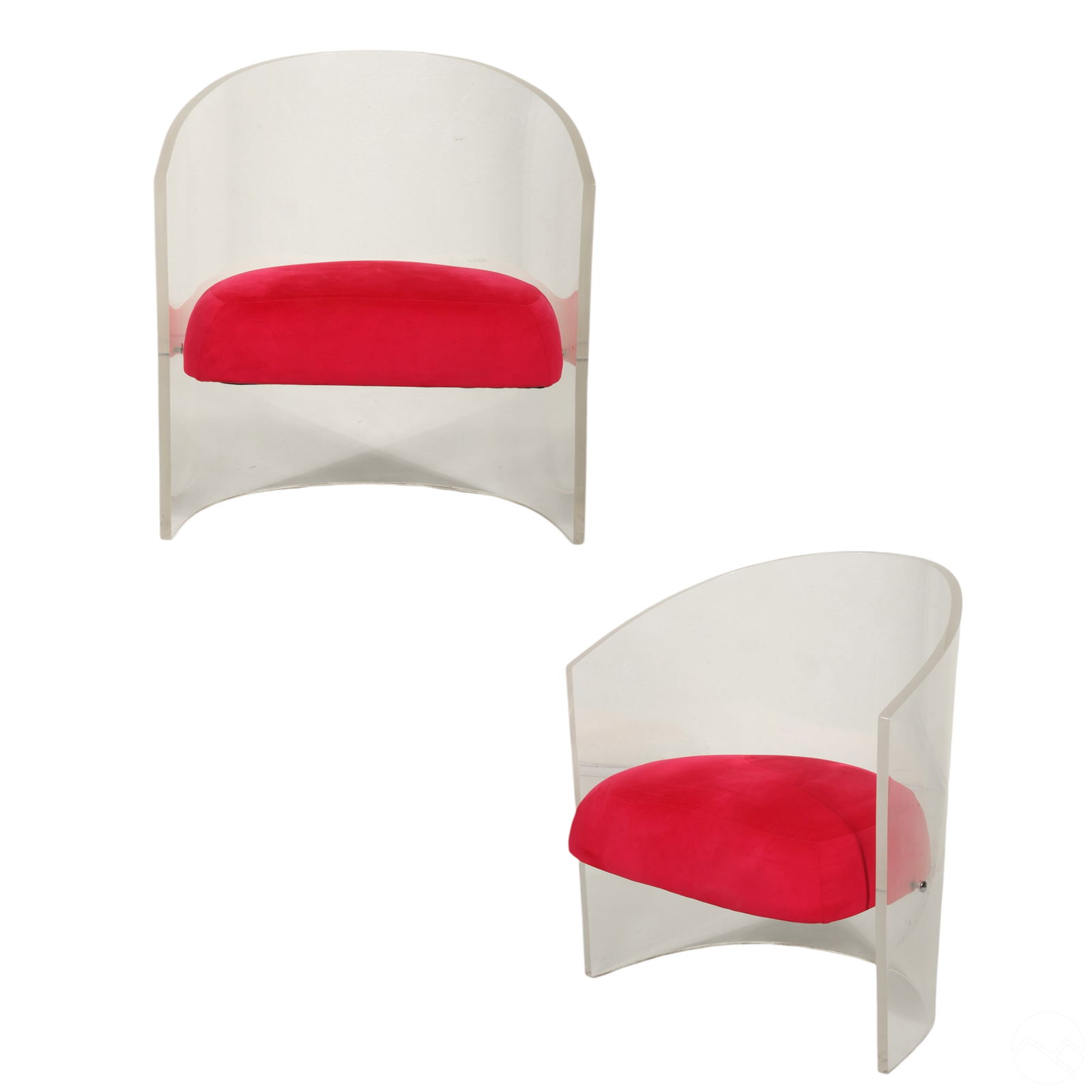 Mid Century Modern Pair Lucite Barrel Back Chairs (1 of 7)