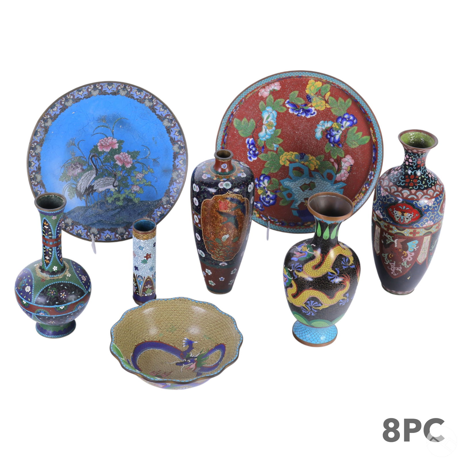 Chinese and Japanese Cloisonne Vase Bowl Plate LOT (1 of 5)
