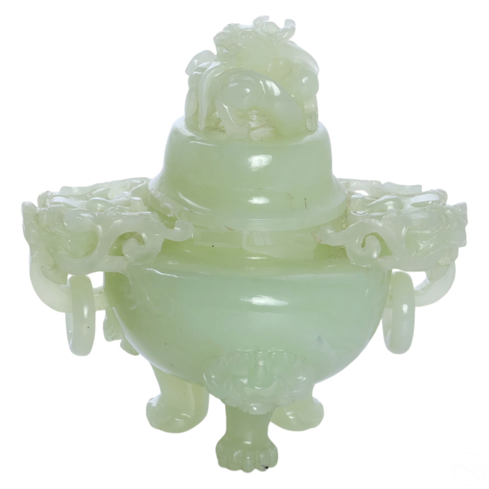 Chinese Antique Carved Light Jade Covered Urn Vase (1 of 5)