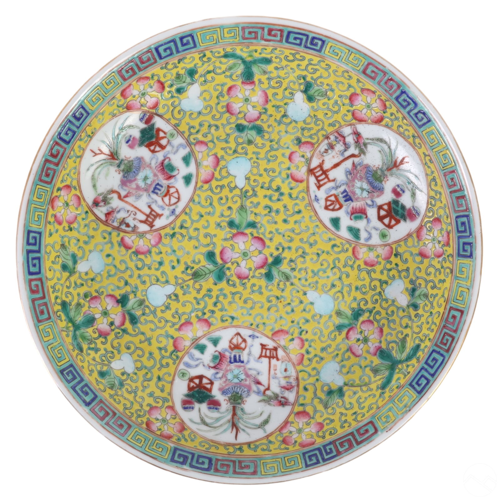 Chinese Porcelain Yellow Famille Juan Plate SIGNED (1 of 5)