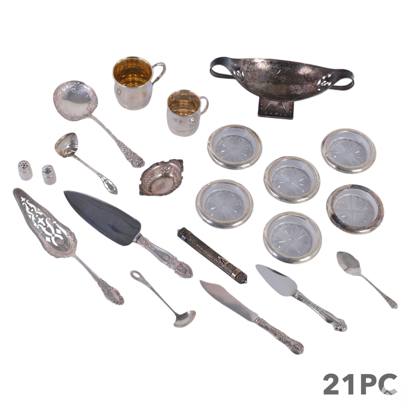 Sterling Silver Cup Compote Dish Coaster LOT 570g. (1 of 9)