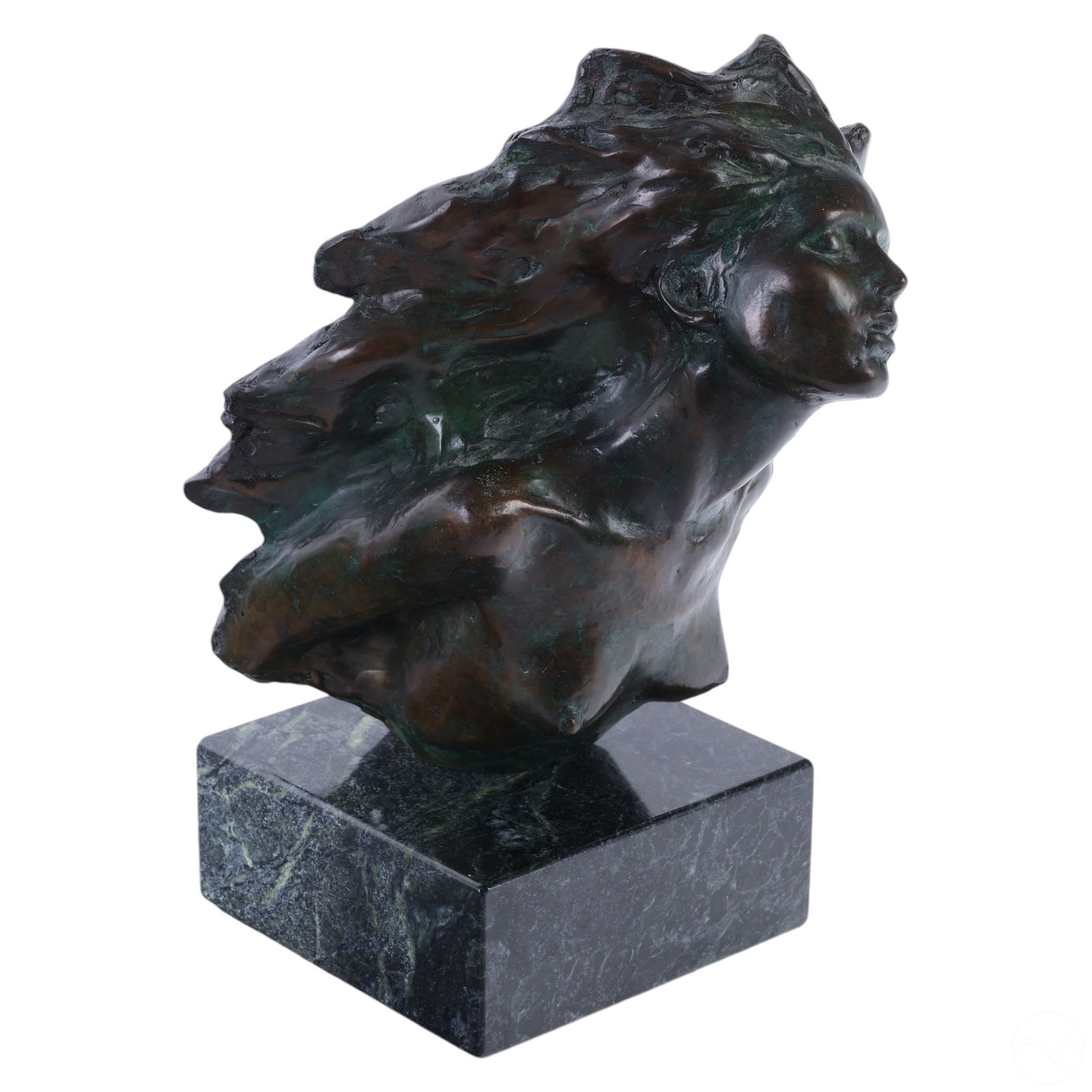 Frederick Hart Firebird Bronze Semi Nude Sculpture: Limited edition Lucite sculptures Duet by Frederick Hart (1943-1999) depict a man and woman emerging from cloud-like forms, embodying themes of beauty, love, and spirituality. Crafted in clear Lucite