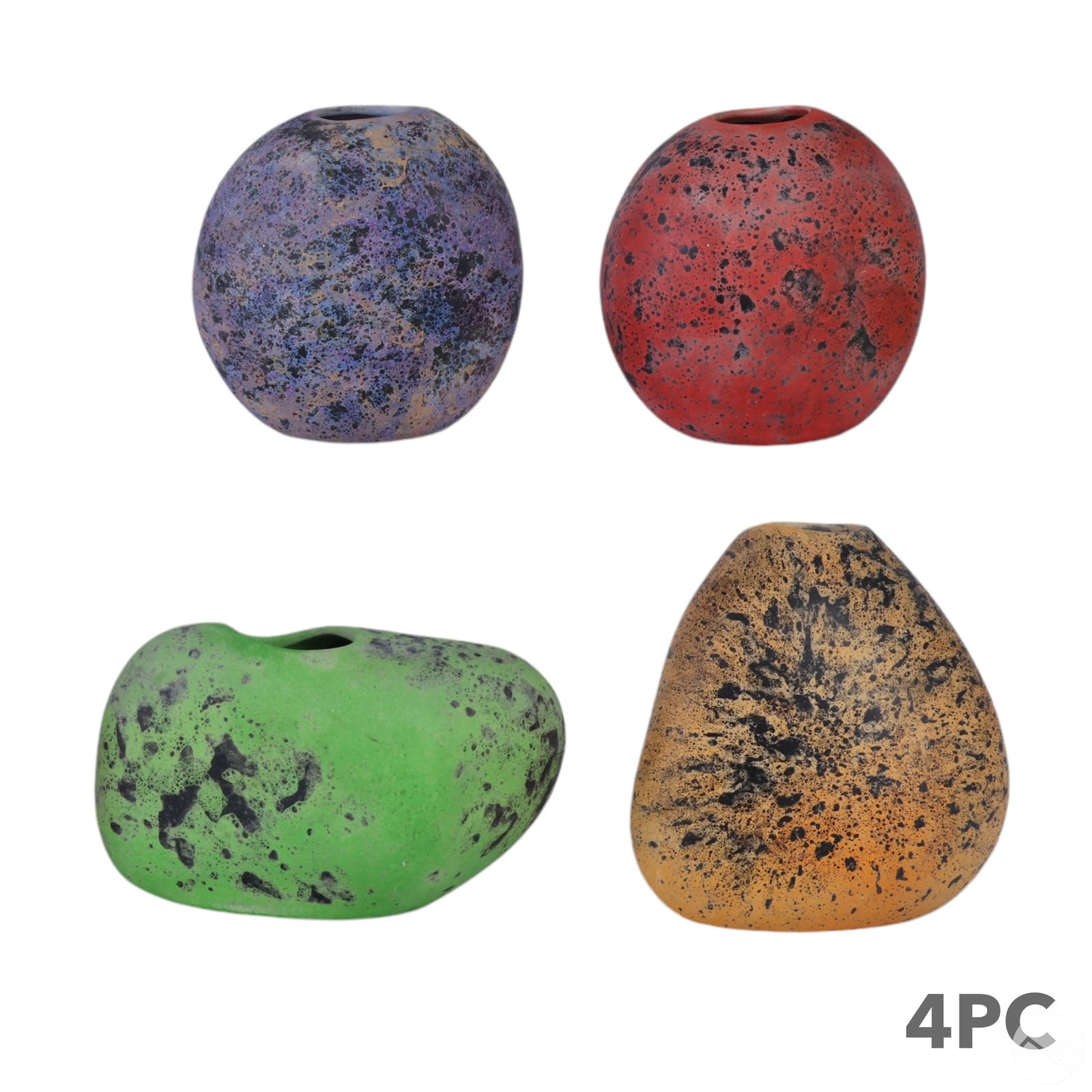 Colorful Studio Pottery Faux Stone Vases 4pc LOT (1 of 7)