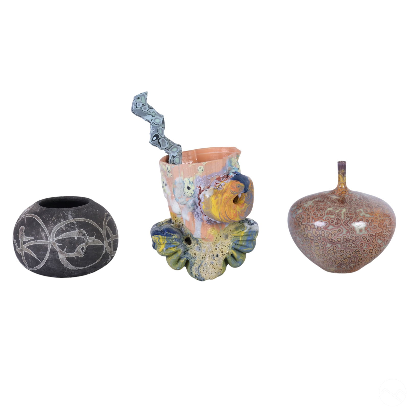 Ceramic Studio Art Pottery Vessels 3pc ESTATE LOT (1 of 10)