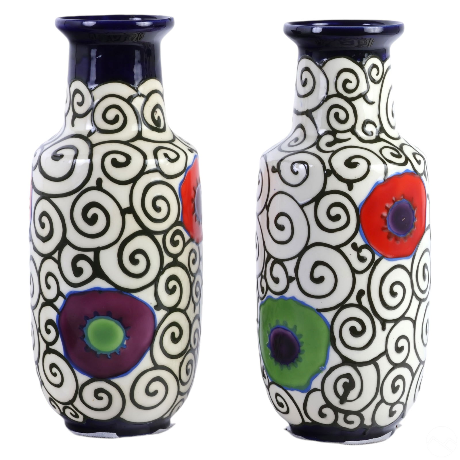 Ditmar Urbach Pair of Art Deco Ceramic Swirl Vases (1 of 7)