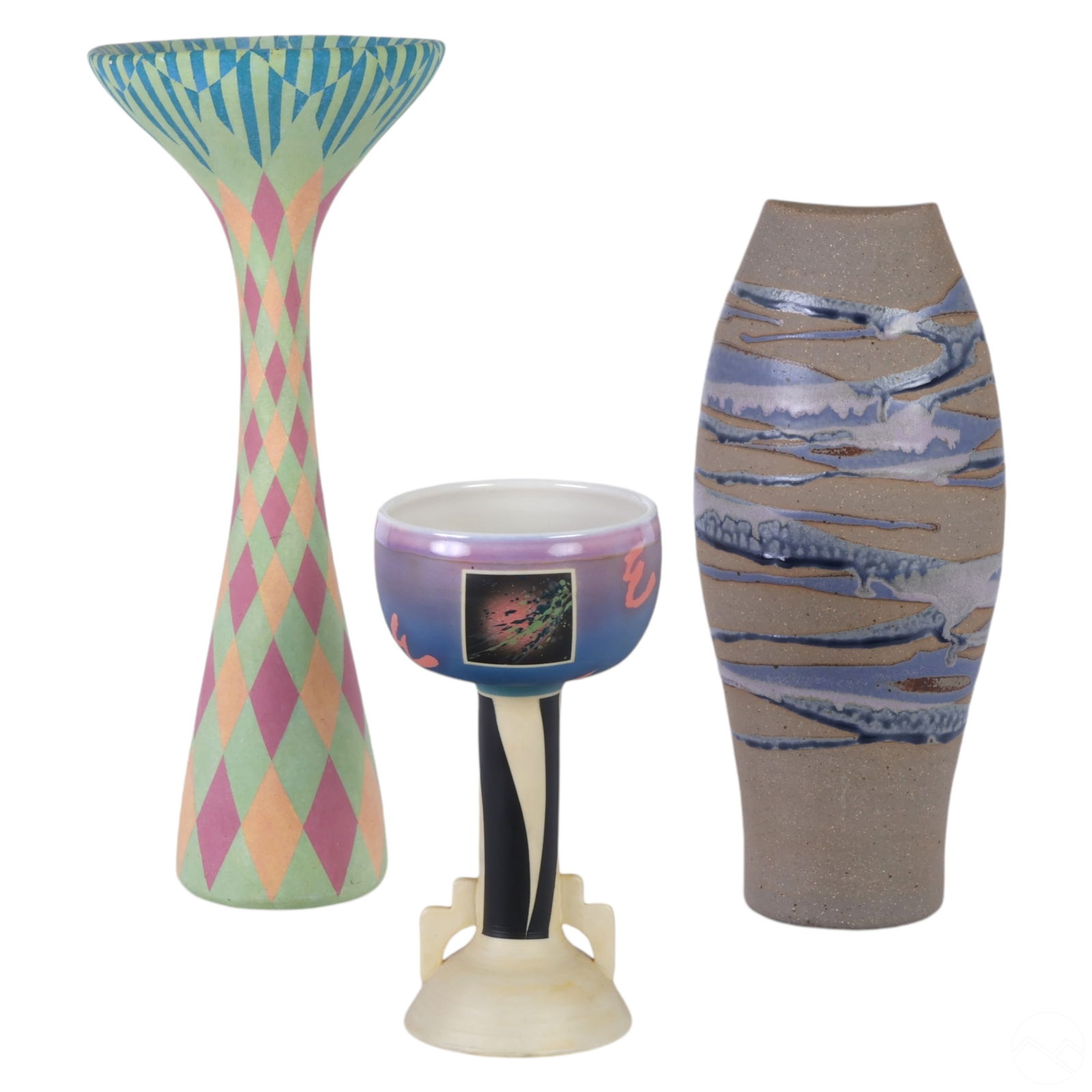 Studio Art Pottery Flower Vase Vessel 3pc. LOT (1 of 8)