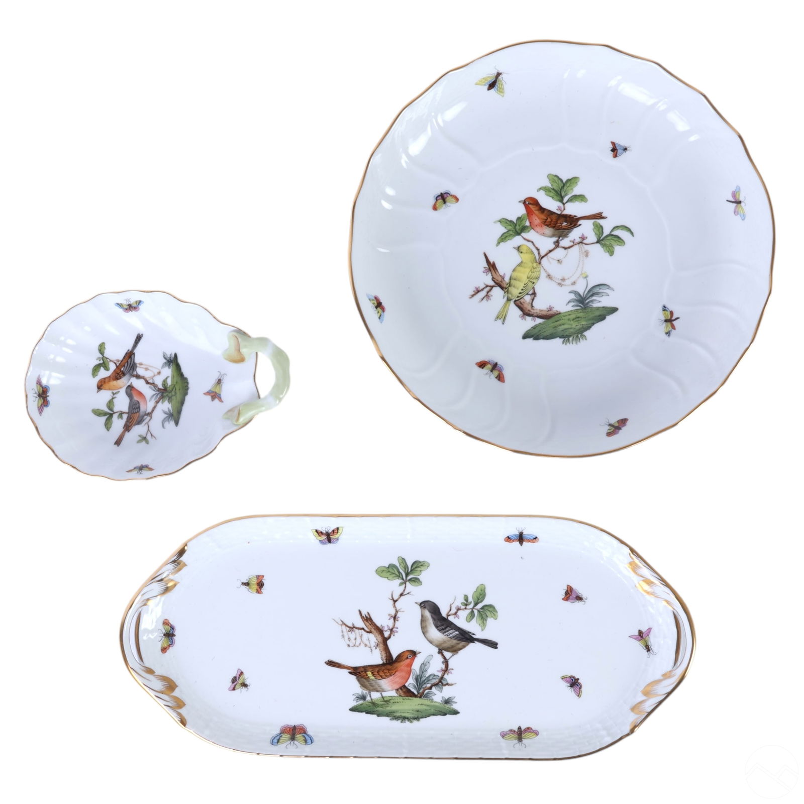 Herend Rothschild Porcelain Dish & Platter 3pc LOT (1 of 13)