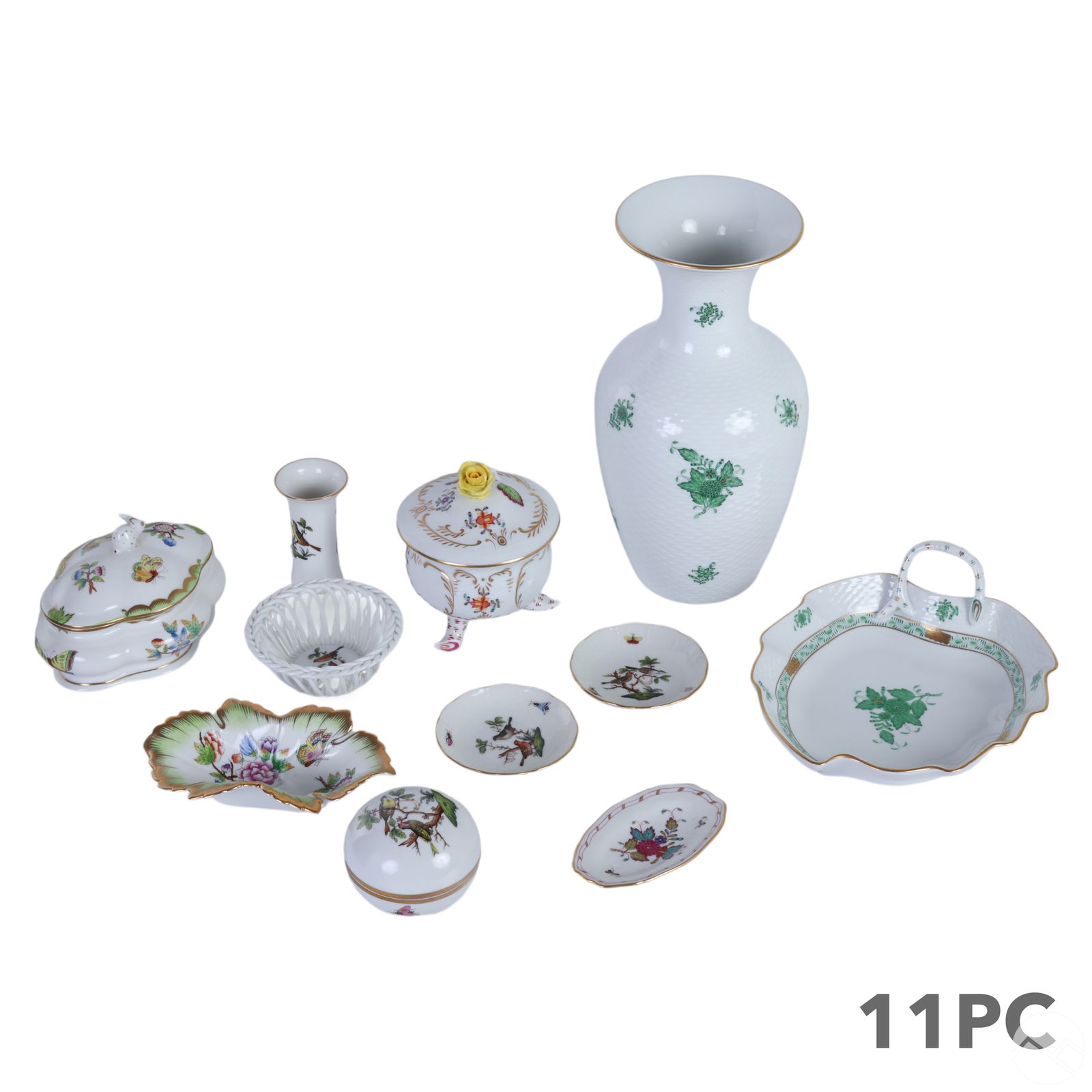 Herend Porcelain Dish Vase & Box 11pc ESTATE LOT (1 of 12)
