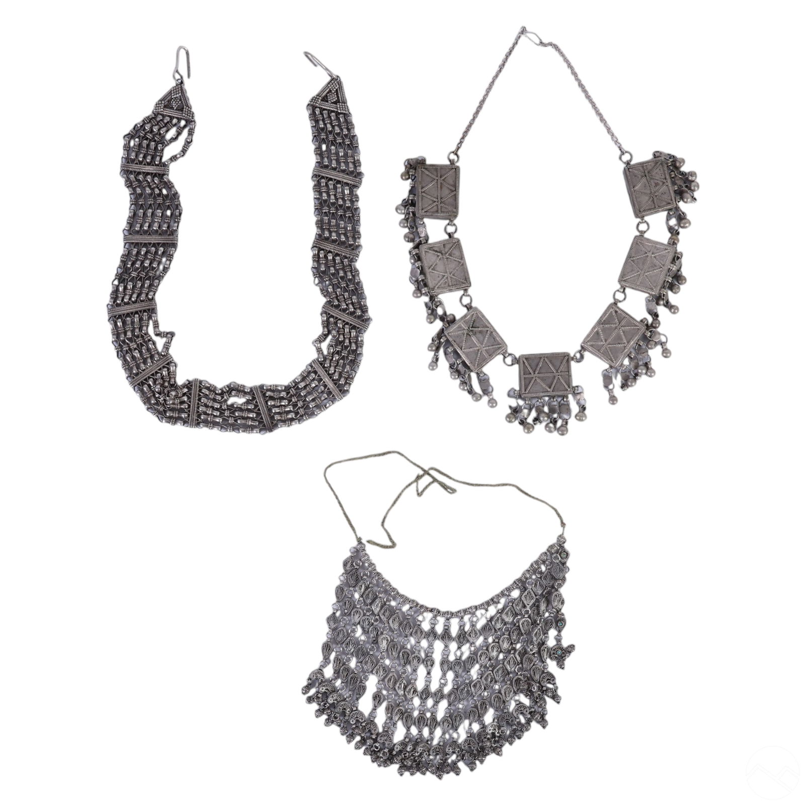 Middle Eastern Turkmen Tribal Silver Necklace LOT (1 of 3)