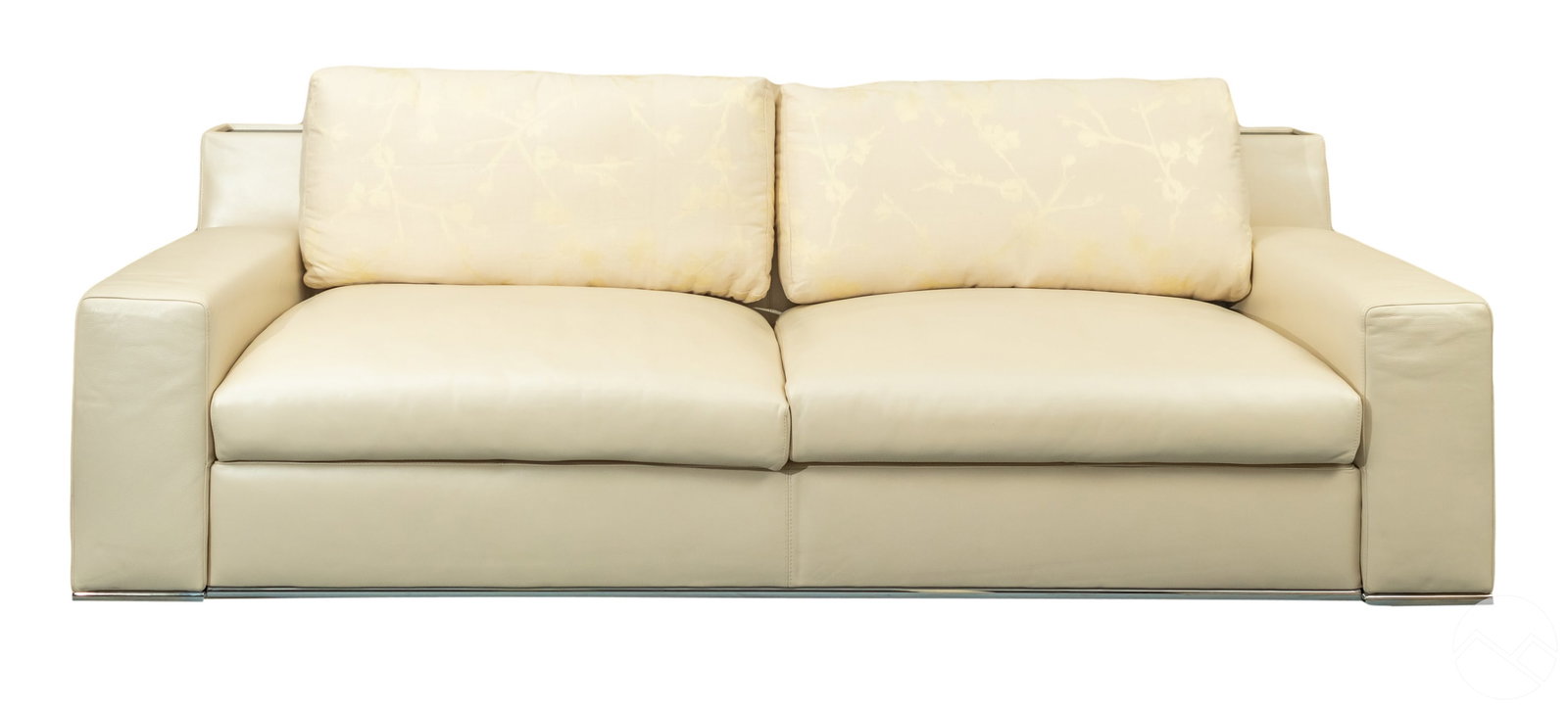 Fendi Casa Designer Beige Ivory Leather Sofa Couch (1 of 10)
