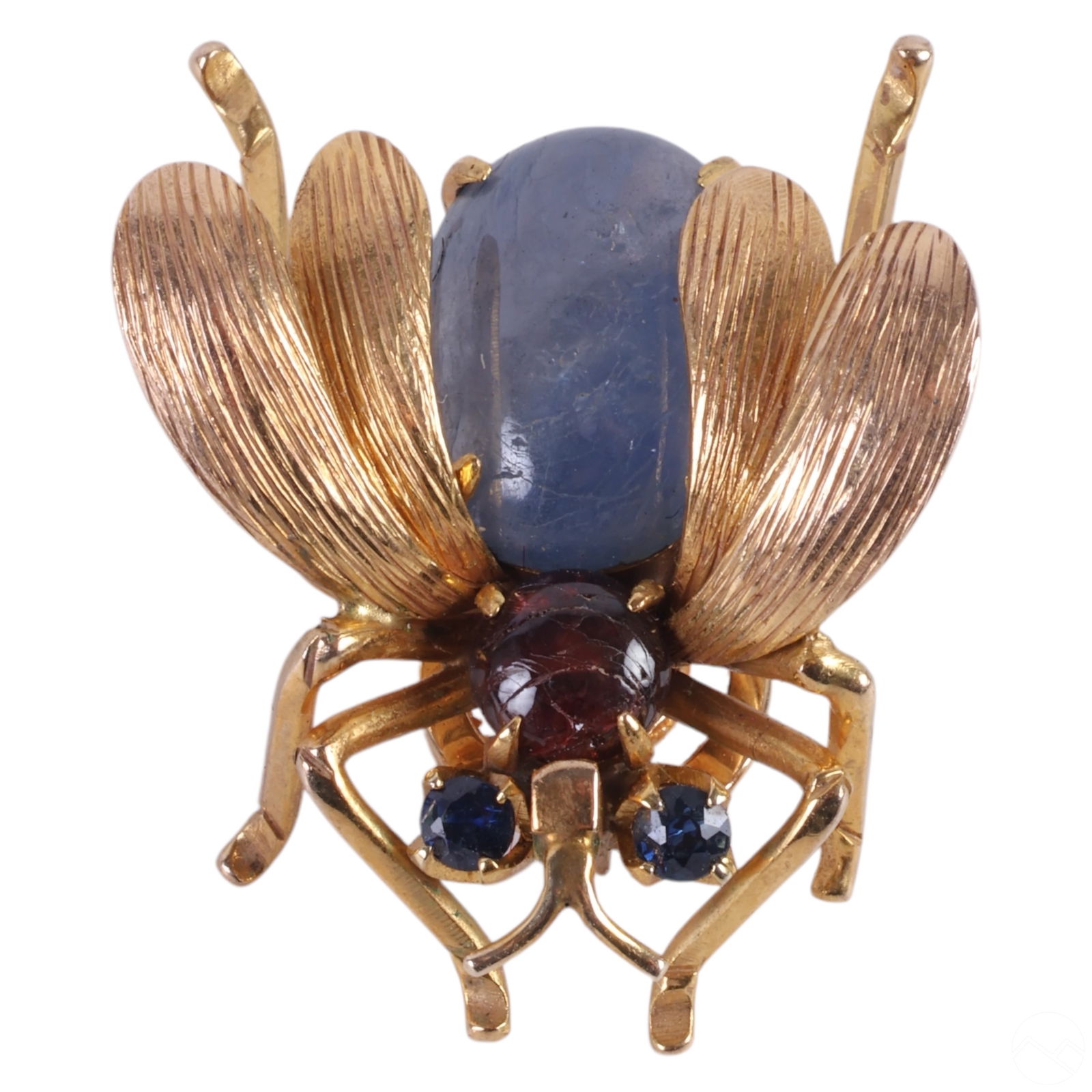 14K Yellow Gold Sapphire Gemstone Insect Clasp Pin (1 of 6)