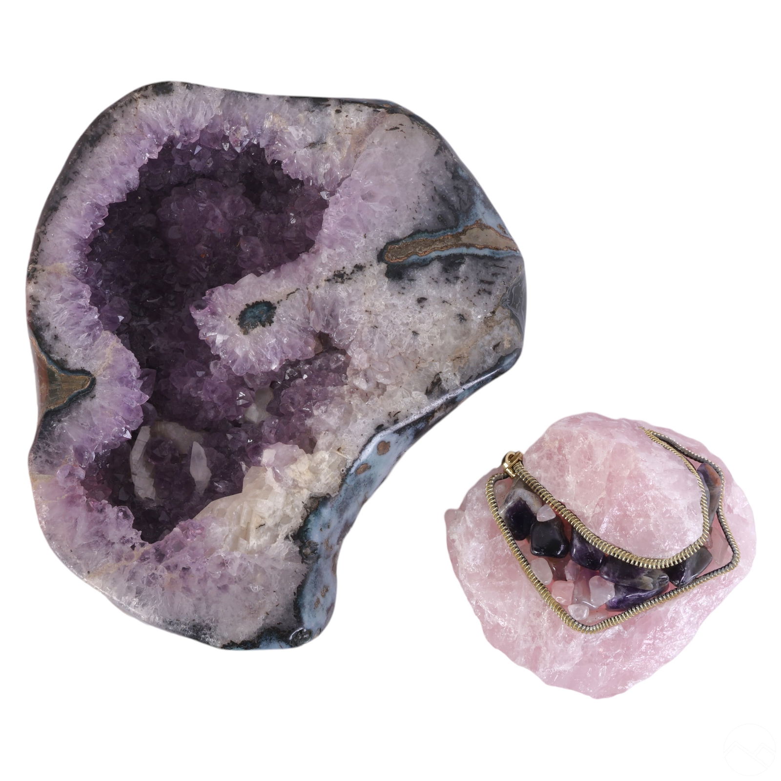 Natural Amethyst Geode & Rose Quartz Zip Sculpture (1 of 10)