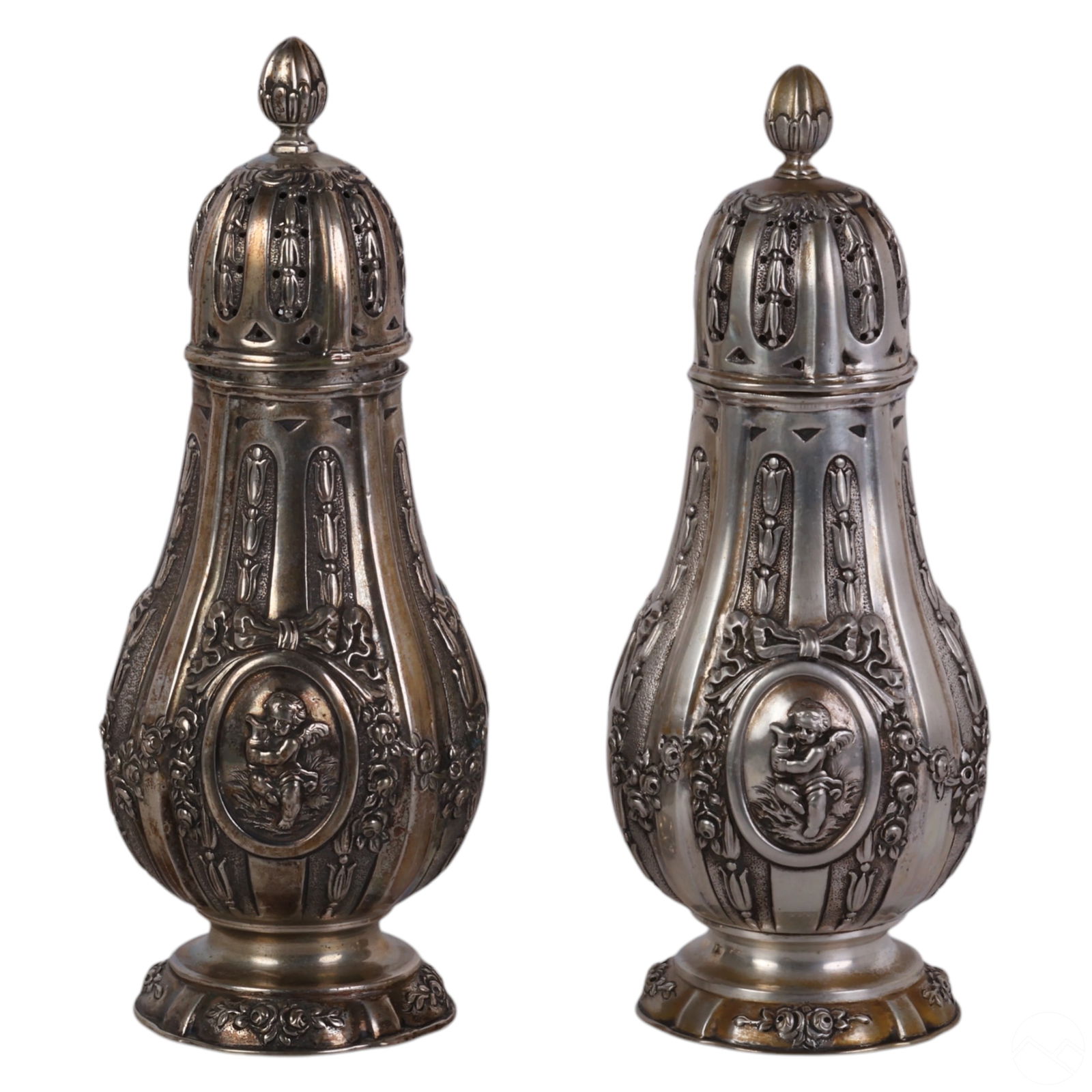 Antique Silver Repousse Muffineer 2pc LOT 390g (1 of 6)