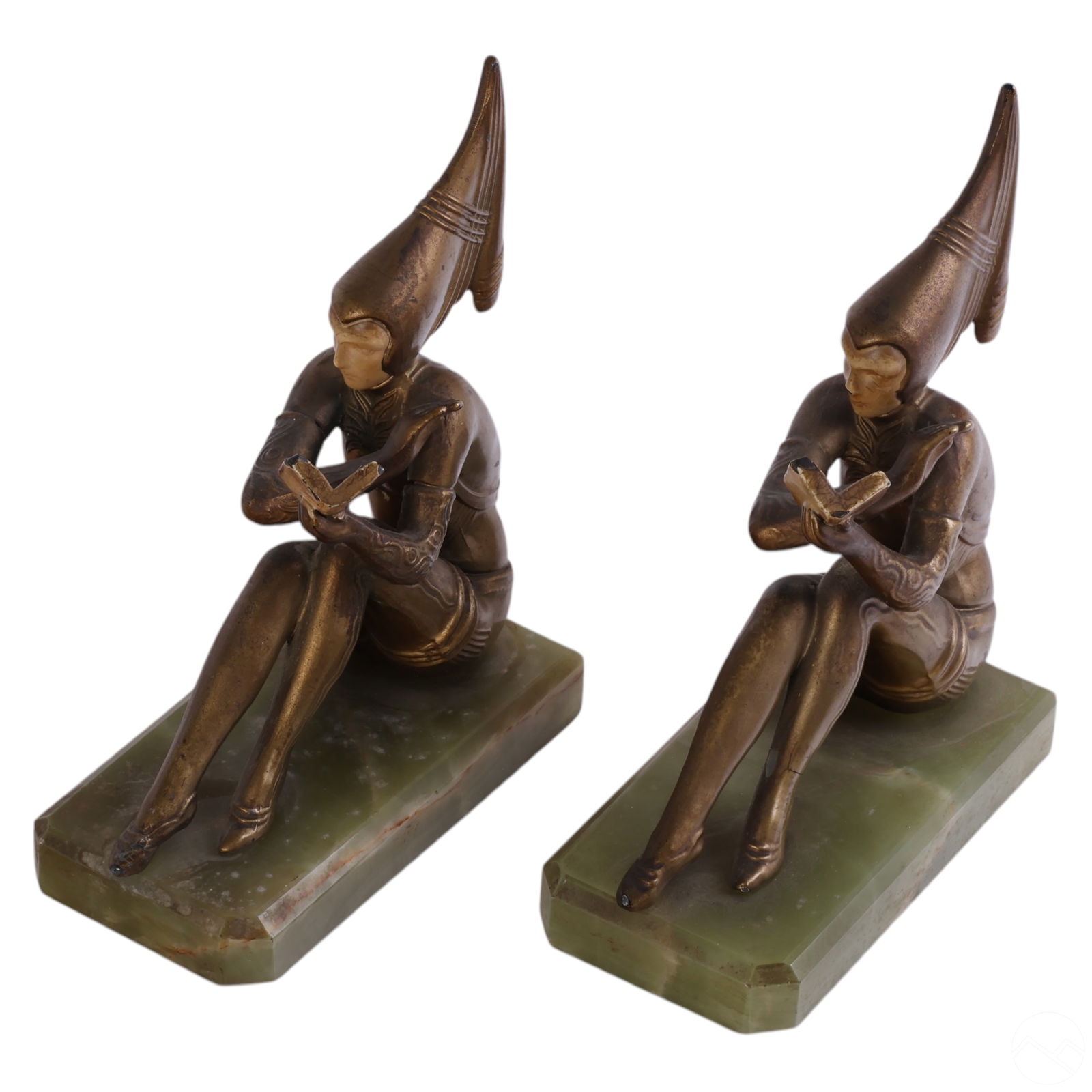 Pair J.B. Hirsch Bronze Art Deco Figural Bookends (1 of 5)